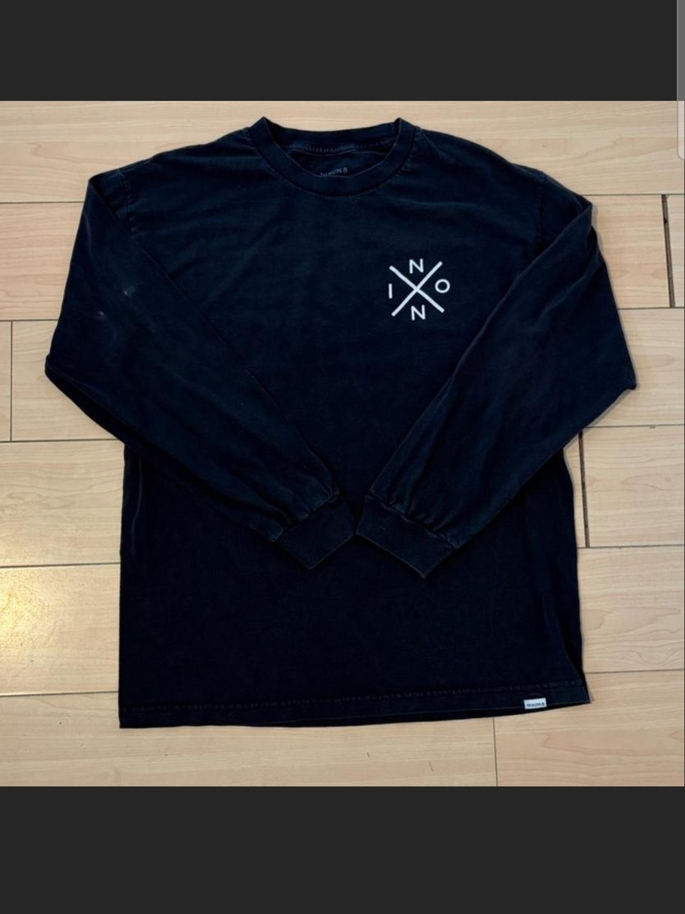 Nixon Black Long Sleeve Tee with White Chest Logo
